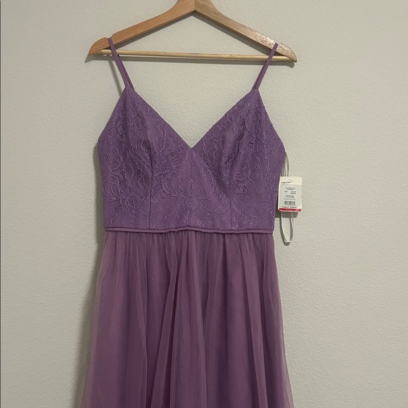 David's Bridal Lavender Lace Kids Dress - Picture 4 of 16